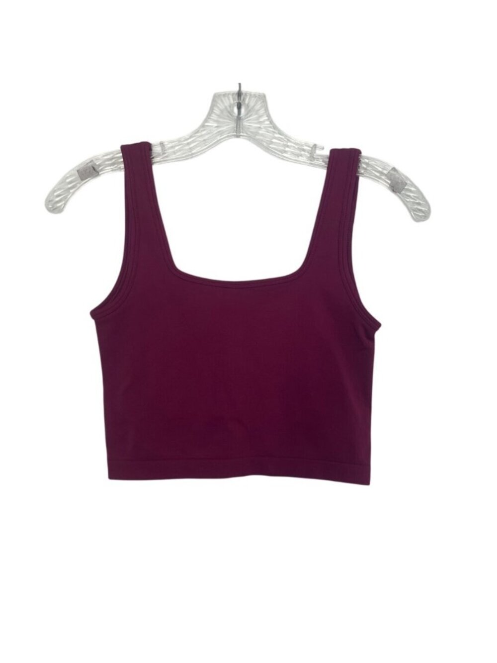 Seamless Square Neck Crop Top Small Burgundy Activewear Summer